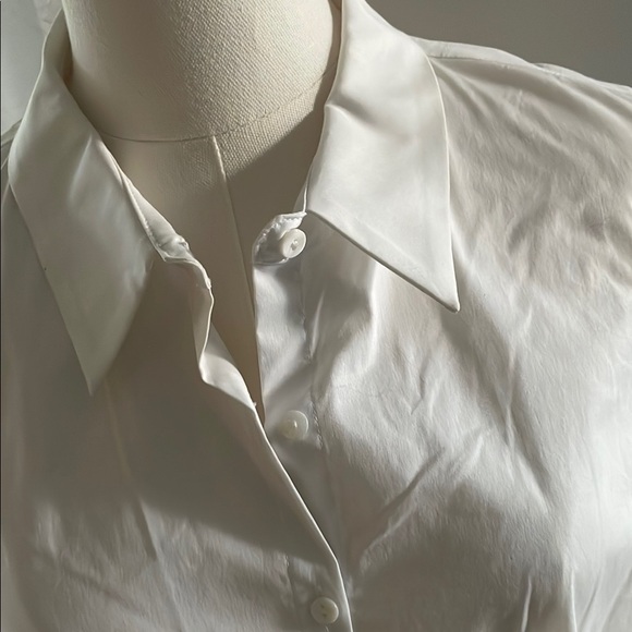 Saks Fifth Avenue White Long-Sleeve Cold-Shoulder Shirt Large - Picture 7 of 11